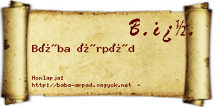 Bába Árpád névjegykártya