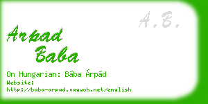 arpad baba business card