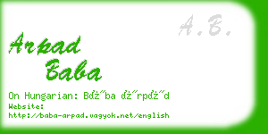 arpad baba business card